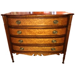 Vermont Sheraton Birdseye Maple Bow Front Chest of Drawers attr. to Lewis Beals