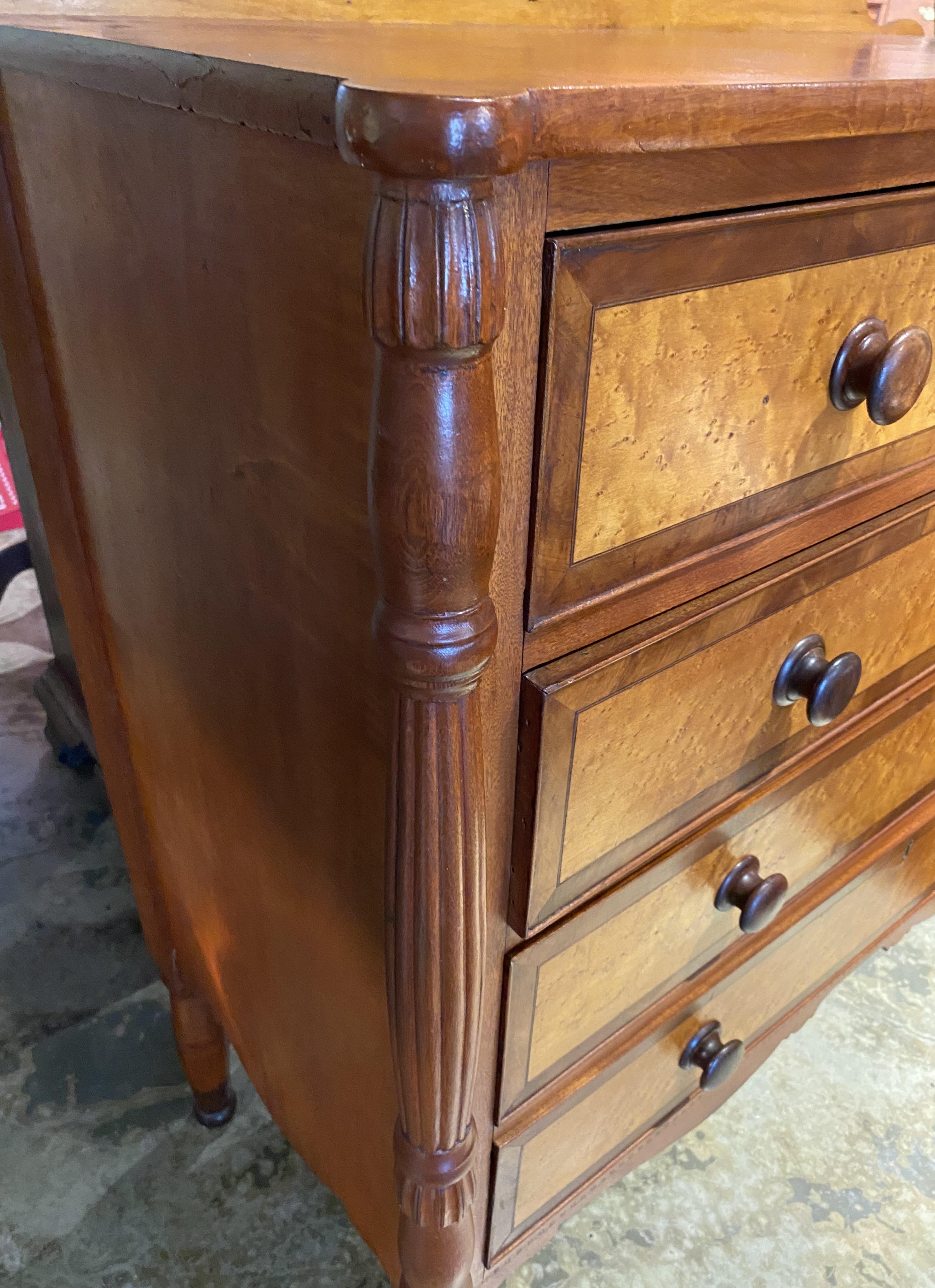 Federal Sheraton Chest with Birdseye Maple Drawer Fronts circa 1820 1