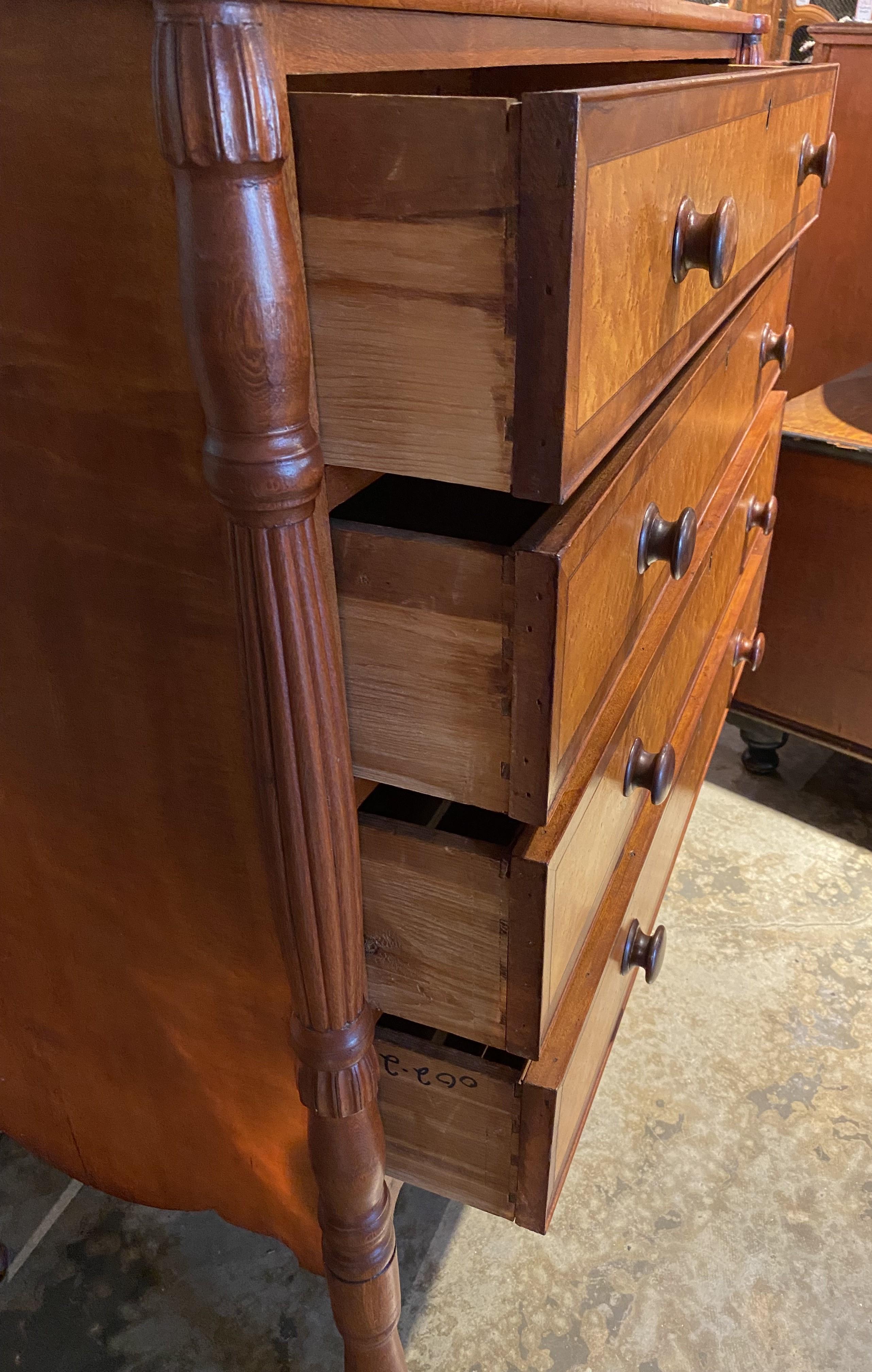 Federal Sheraton Chest with Birdseye Maple Drawer Fronts circa 1820 2