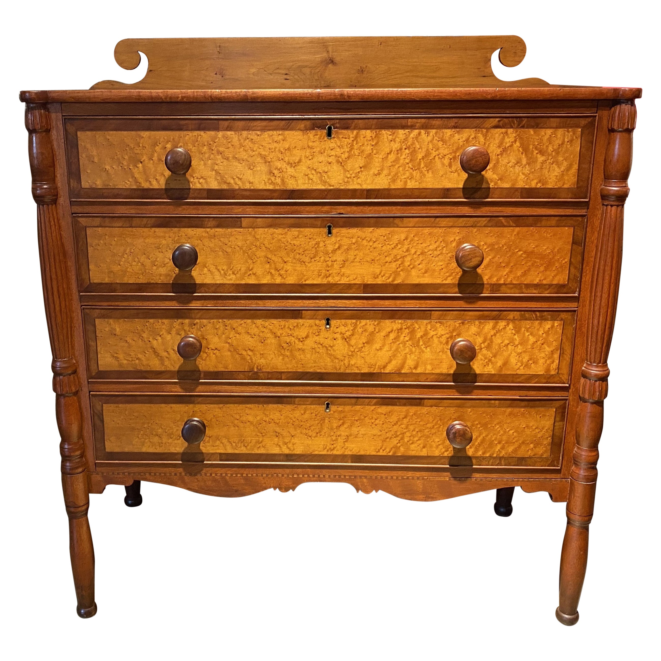Federal Sheraton Chest with Birdseye Maple Drawer Fronts circa 1820