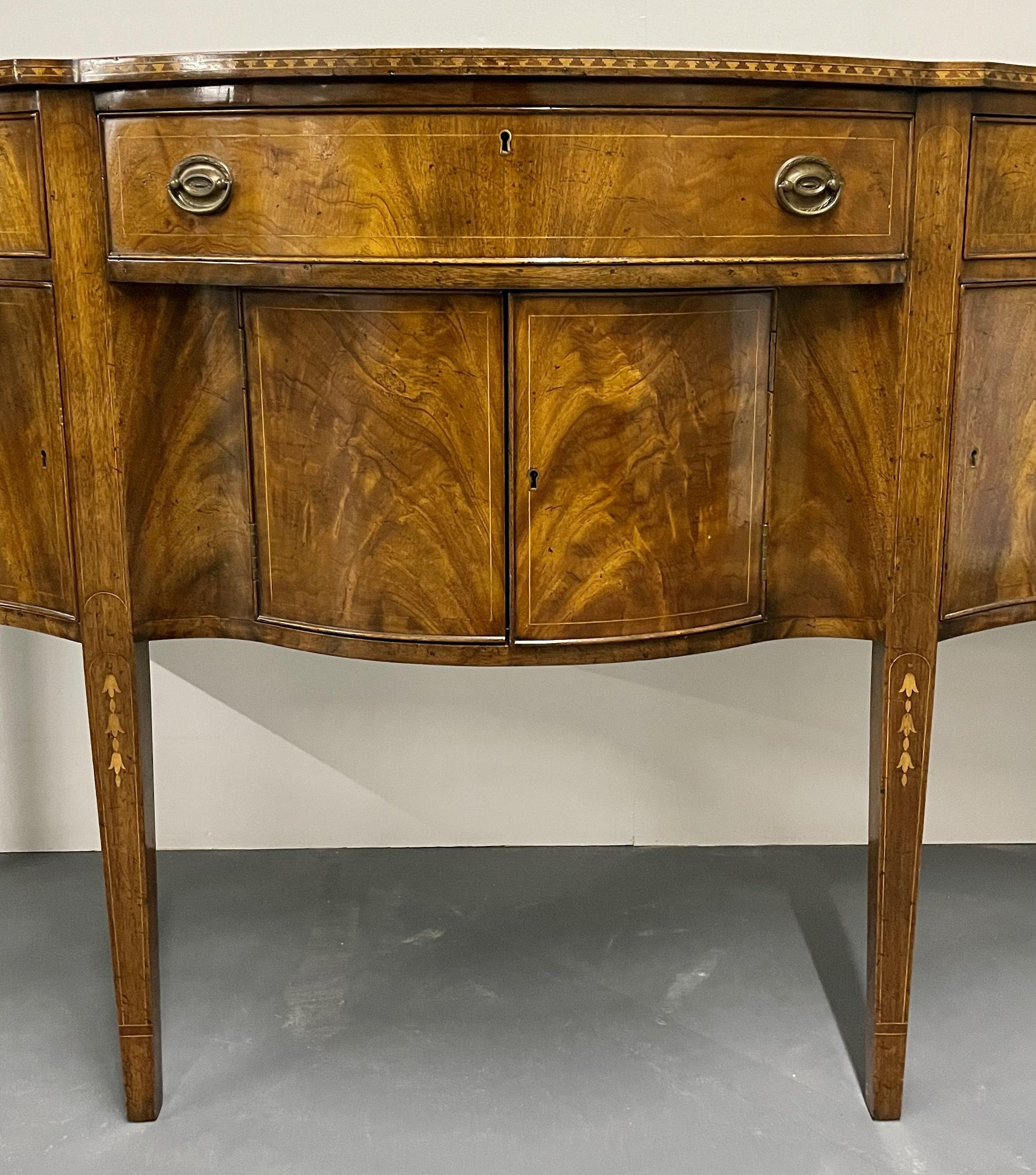 Federal Sideboard, Credenza, Solid Flame Mahogany, Inlaid, Georgian Style 5