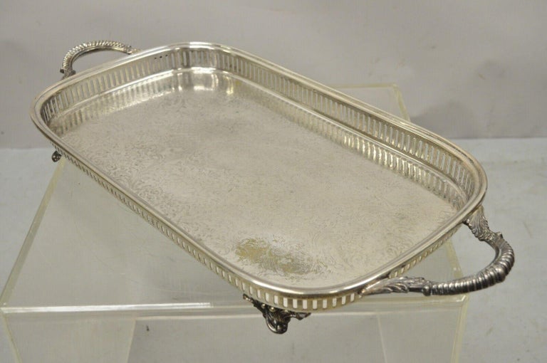 Federal Silver Co 25" Regency Style Silver Plated Twin Handle Platter Tray For Sale at 1stDibs