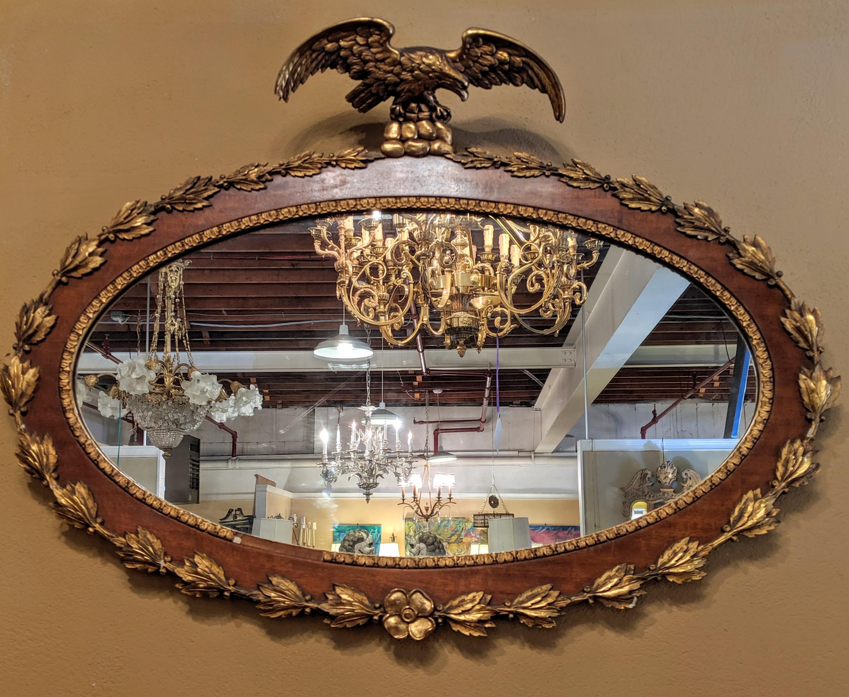 Federal Style 19th Century Oval Wall Console or over the Mantle Mirror  7
