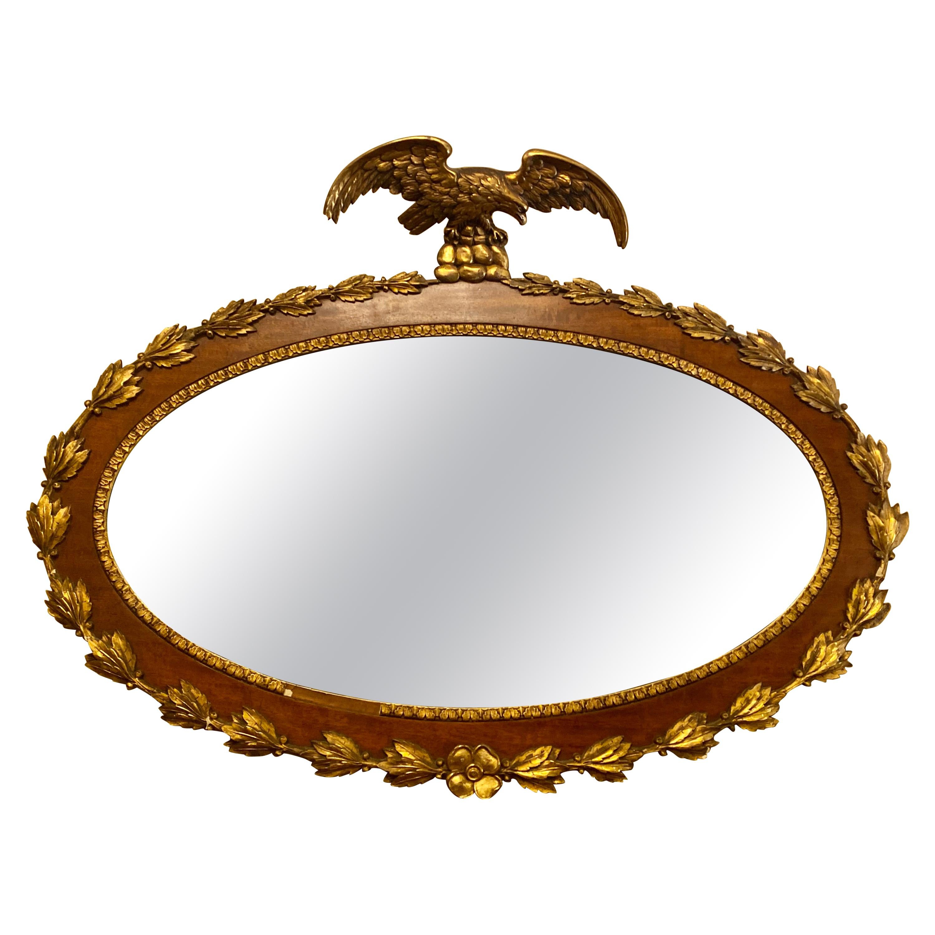 Federal Style 19th Century Oval Wall Console or over the Mantle Mirror 