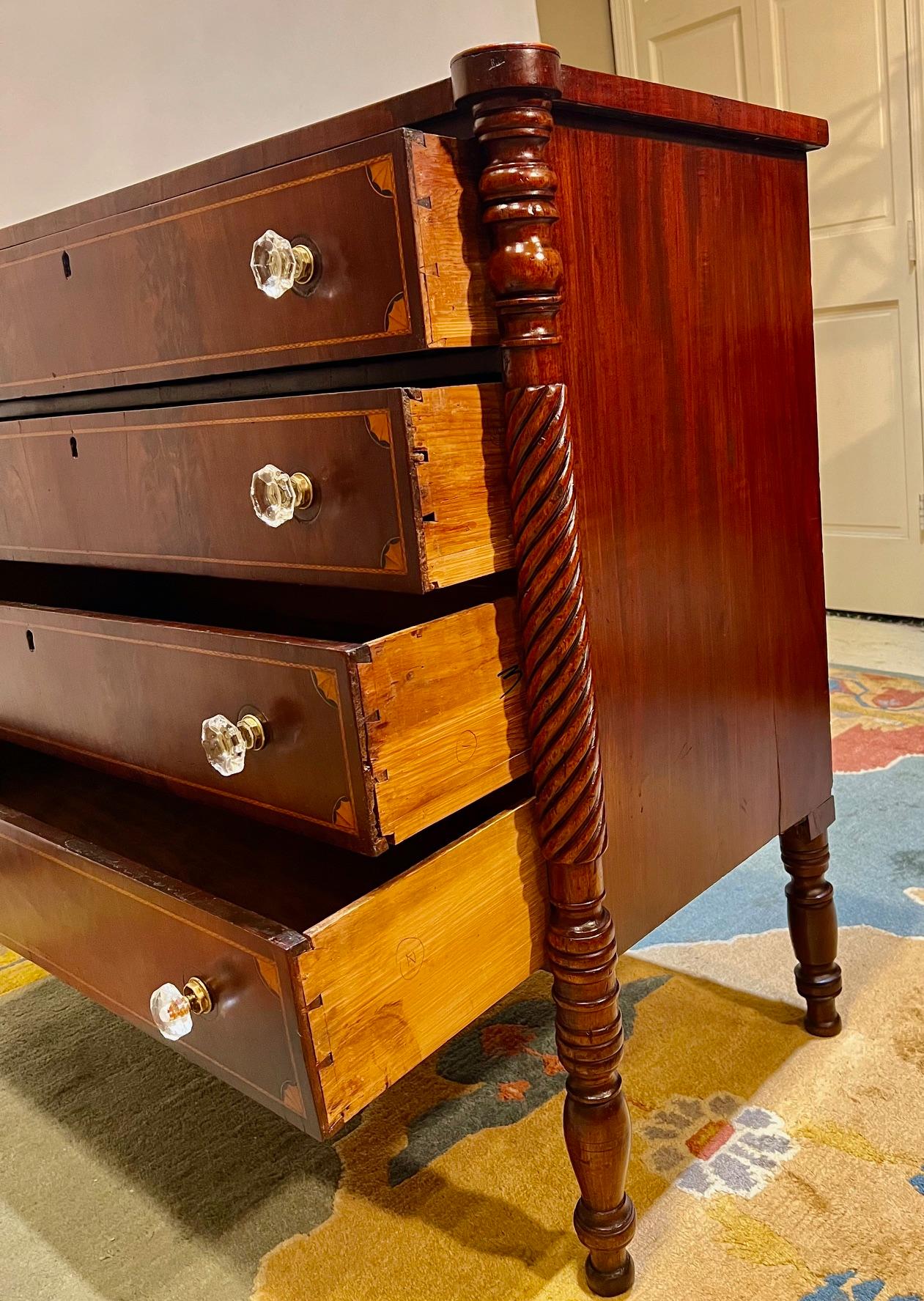 Federal Style 4-Drawer Chest, Circa:1875 4