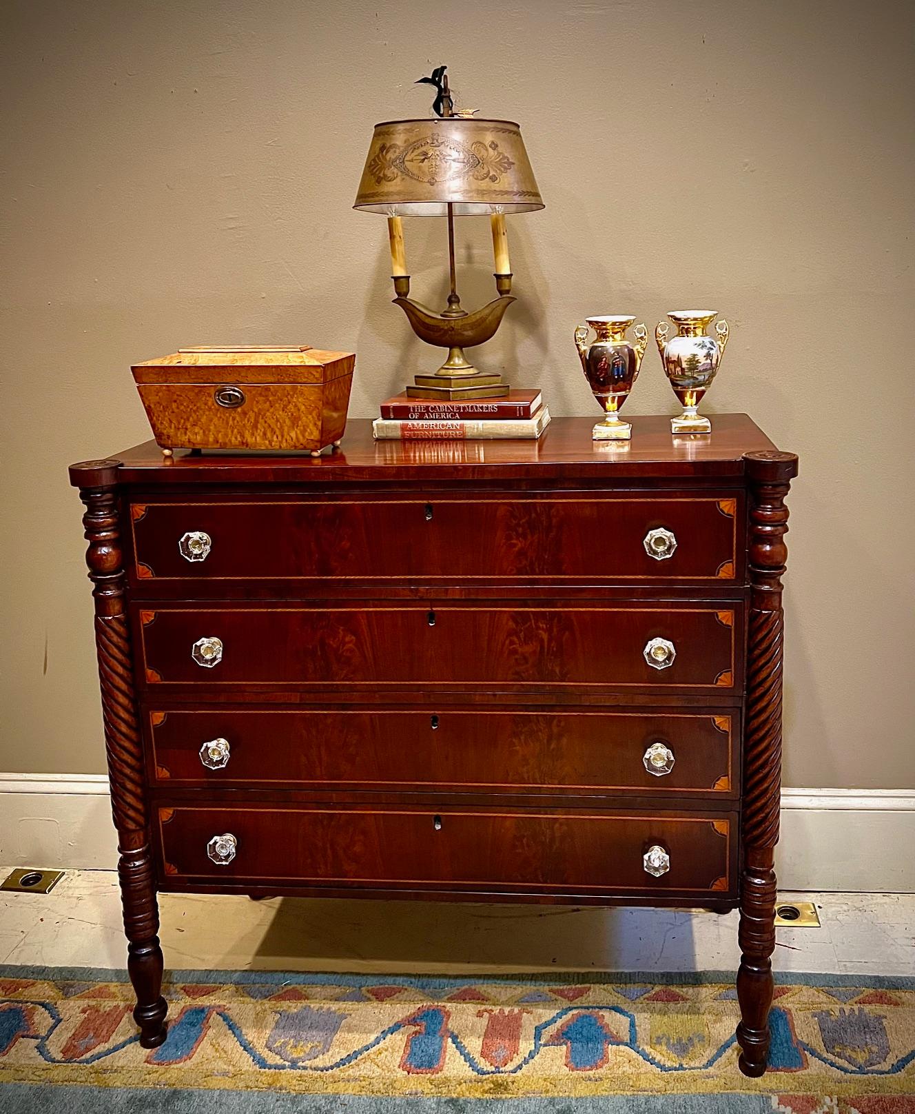 American Federal Style 4-Drawer Chest, Circa:1875