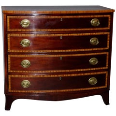 Vintage Federal Style Banded Mahogany Bow Front Bachelor Chest by Council Craftsman