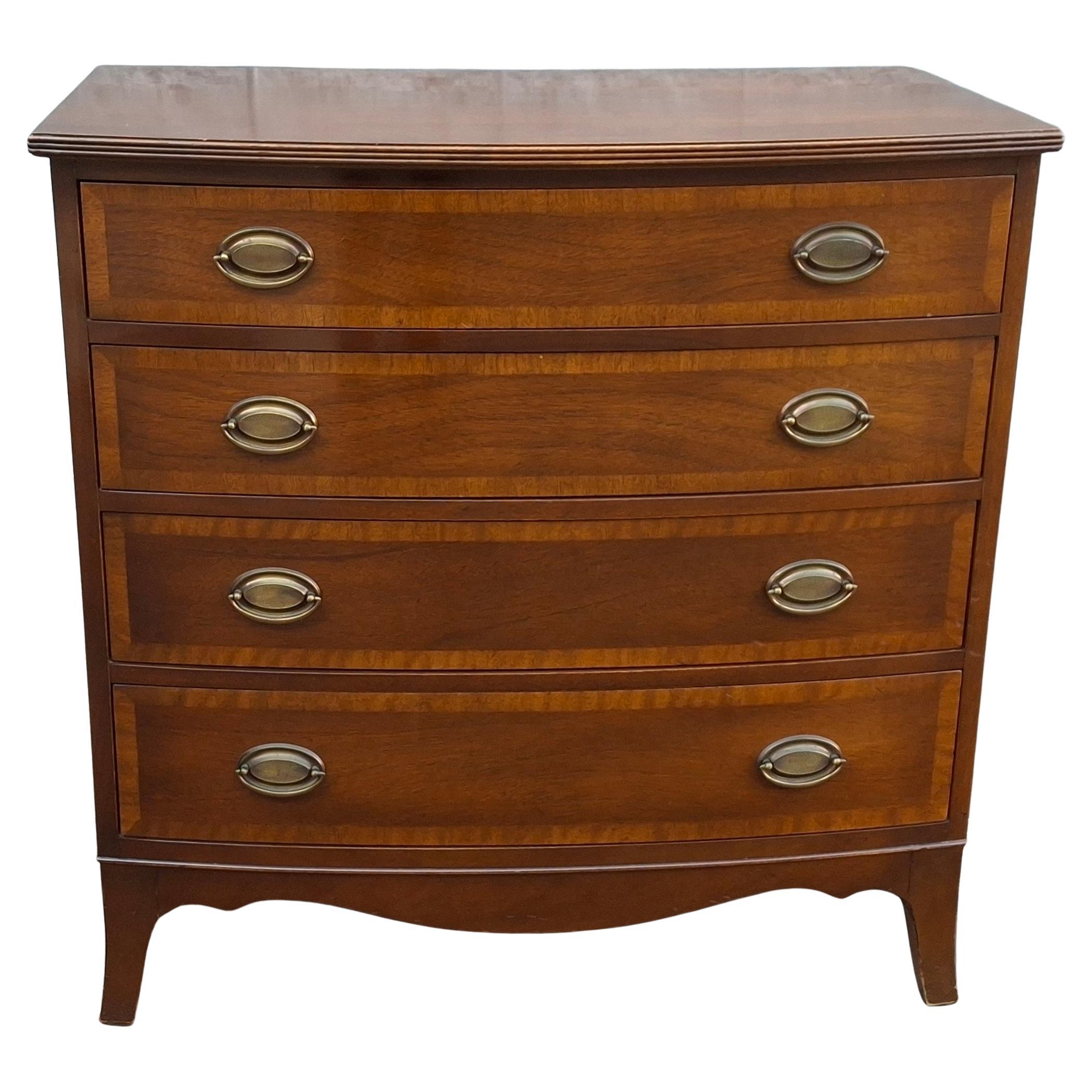 Federal Style Banded Mahogany Bow-Front Chest of Drawers