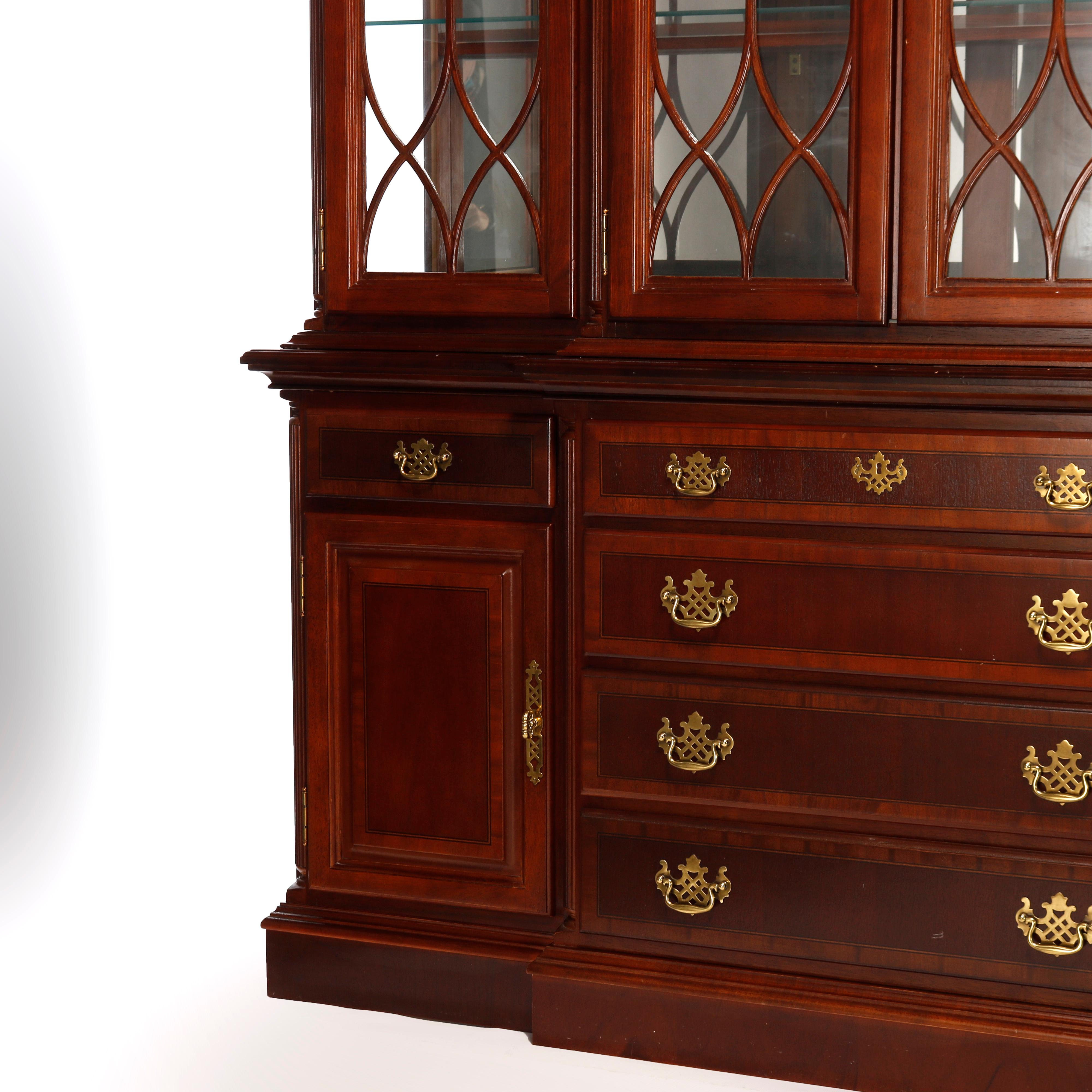 Federal Style Banded Mahogany Breakfront Cabinet, 20th C 8
