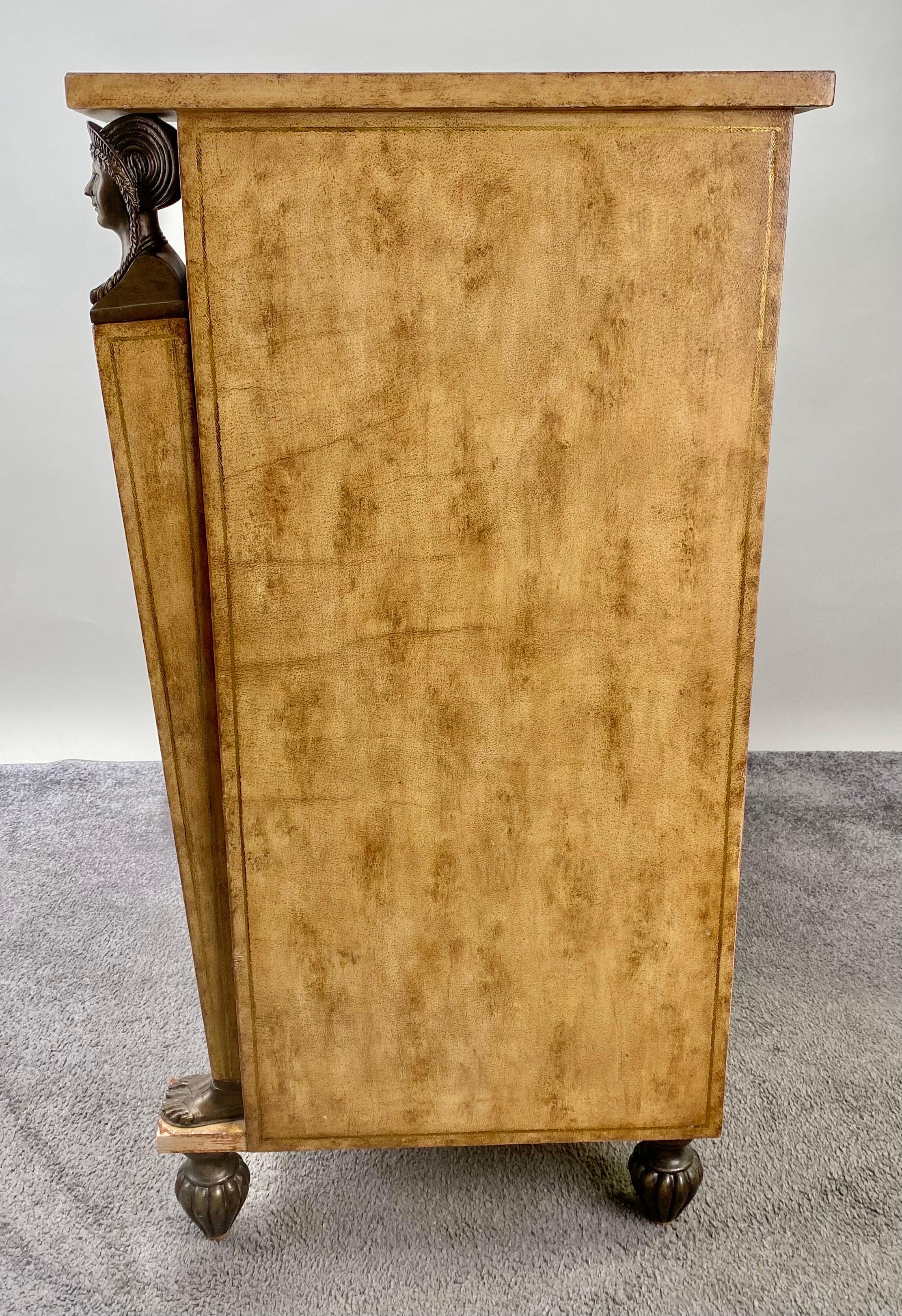 Federal Style Beige Shagreen Apothecary Cabinet by Kreiss  In Good Condition In Plainview, NY
