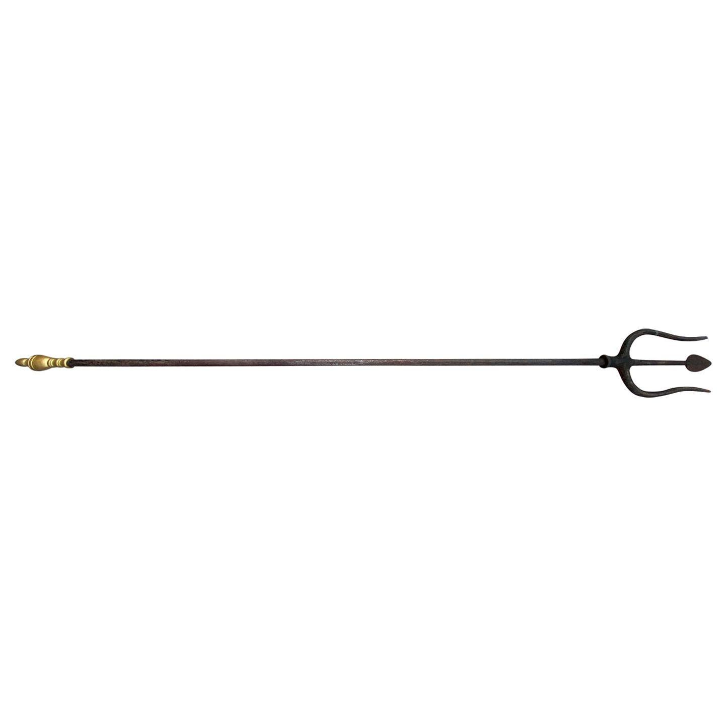 Federal Style Brass and Wrought Iron Fireplace Fork