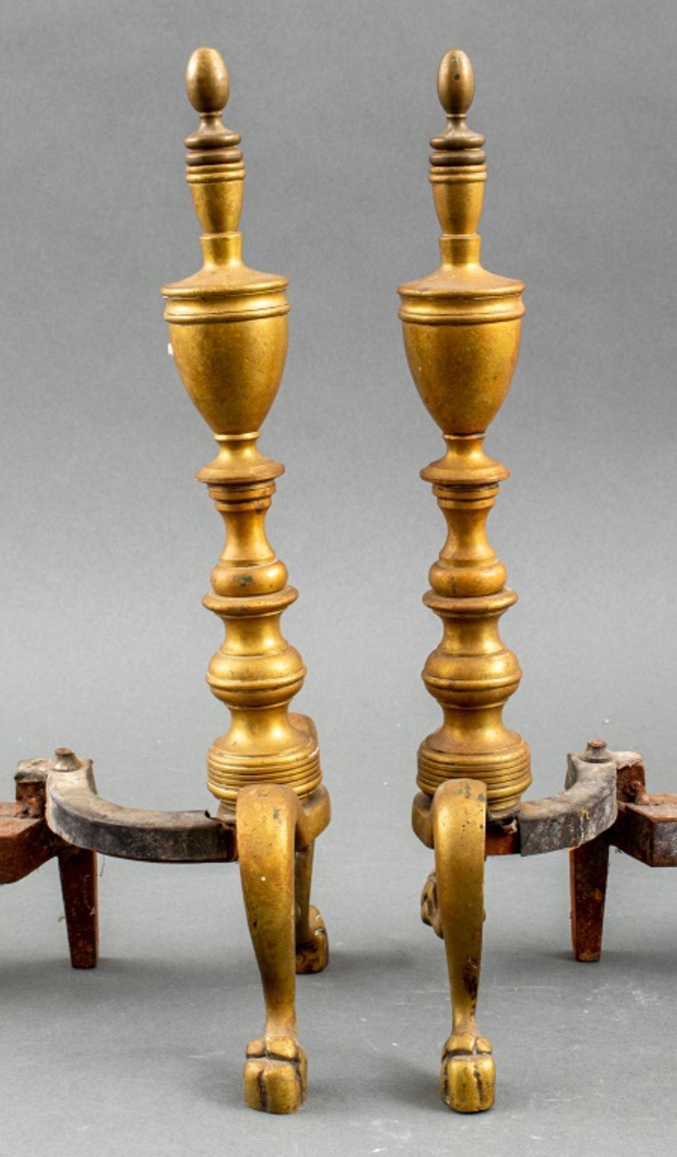 Federal Style Brass Andirons In Good Condition For Sale In New York, NY