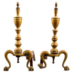 Antique Federal Style Brass Andirons