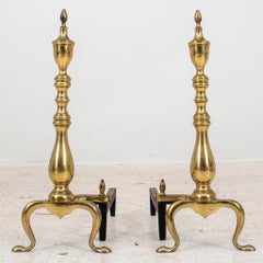 Federal Style Brass Andirons, Pair