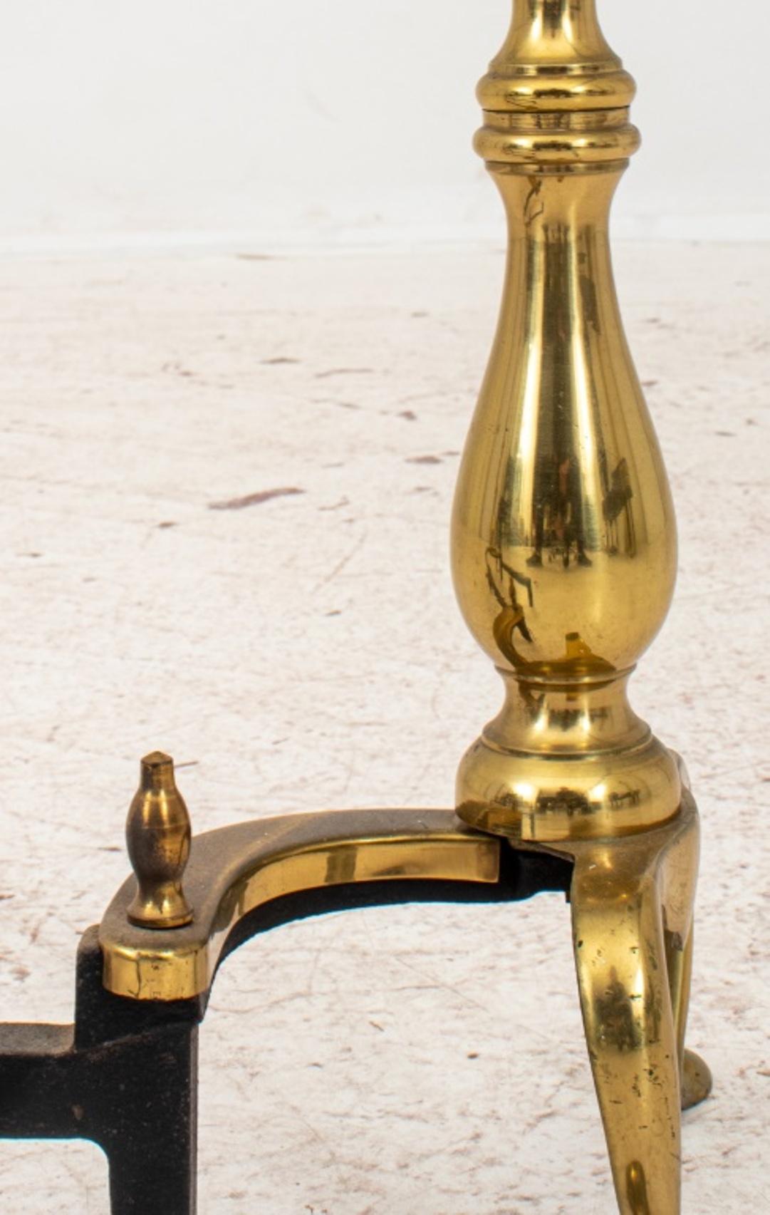 Federal Style Brass Andirons, Pair For Sale 2