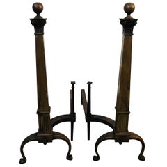 Federal Style Brass Fireplace Andirons