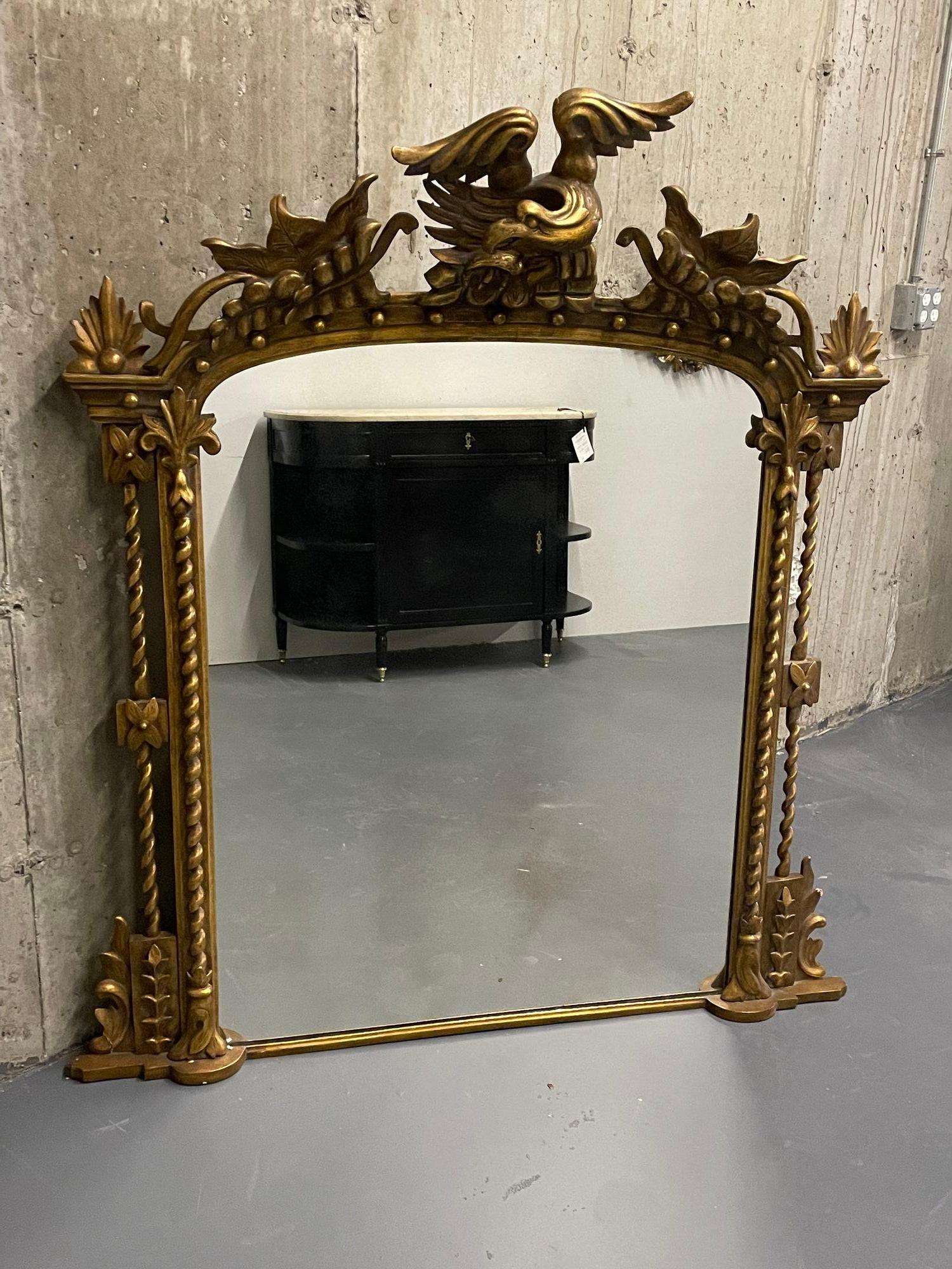 Federal Style Carved Giltwood Wall / Console / Pier Mirror, Over Mantle , 1900s In Good Condition For Sale In Stamford, CT