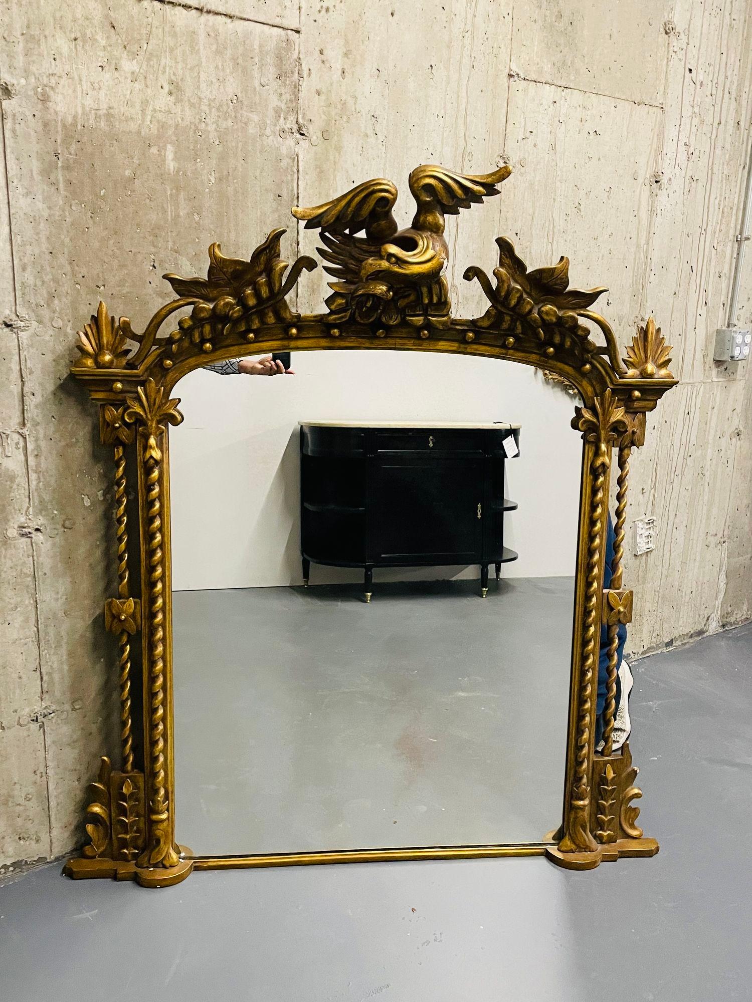 20th Century Federal Style Carved Giltwood Wall / Console / Pier Mirror, Over Mantle , 1900s For Sale