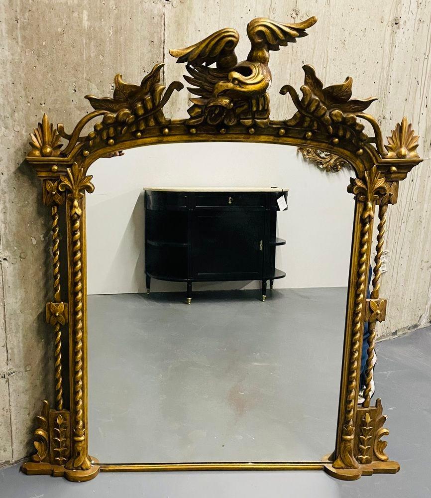 Federal Style Carved Giltwood Wall / Console / Pier Mirror, Over Mantle , 1900s For Sale 2