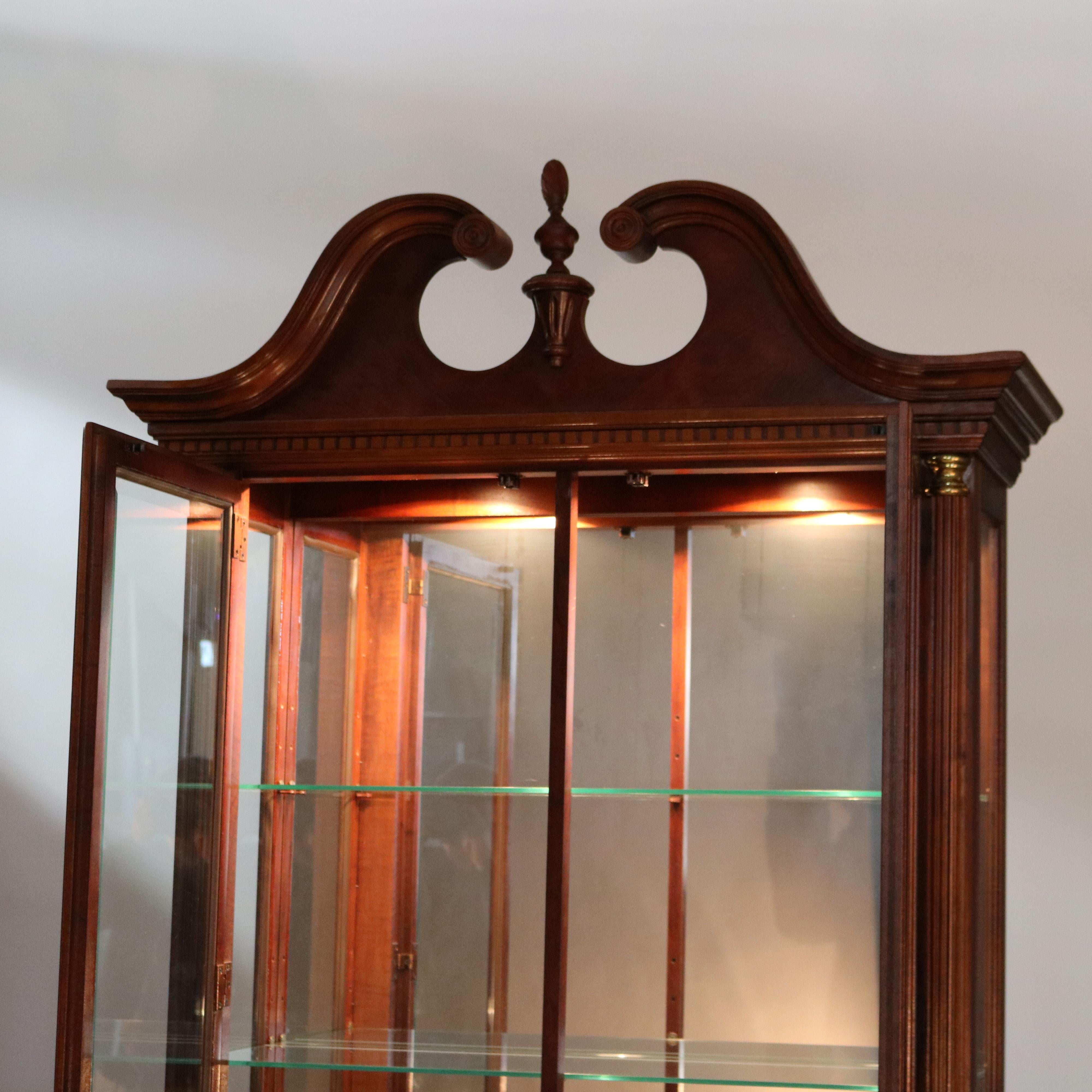 Federal Style Carved Mahogany Mirrored Display Cabinet by Pulaski, 20th C 4
