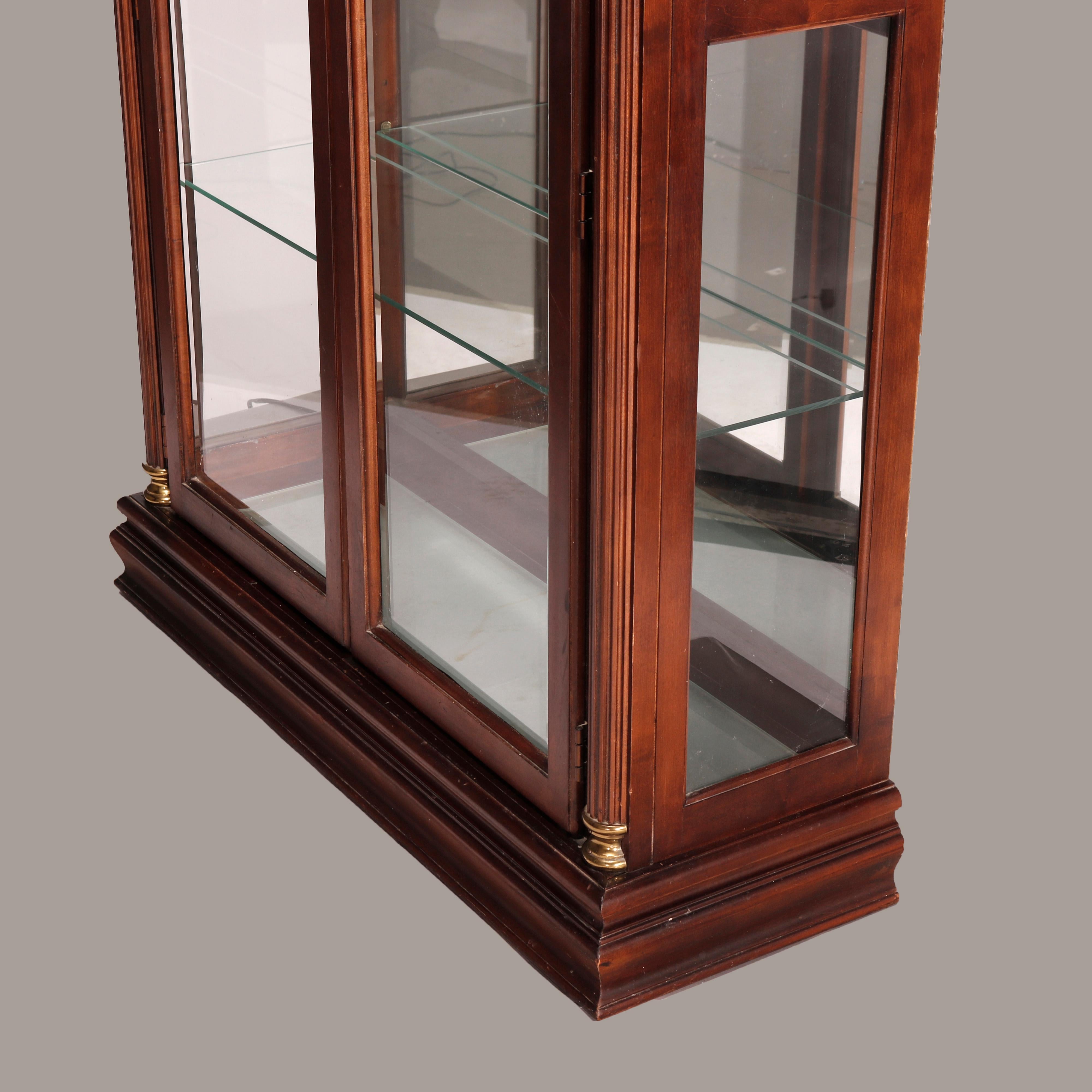 Federal Style Carved Mahogany Mirrored Display Cabinet by Pulaski, 20th C For Sale 5