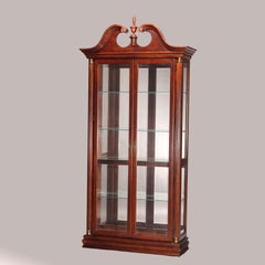 Federal Style Carved Mahogany Mirrored Display Cabinet by Pulaski, 20th C