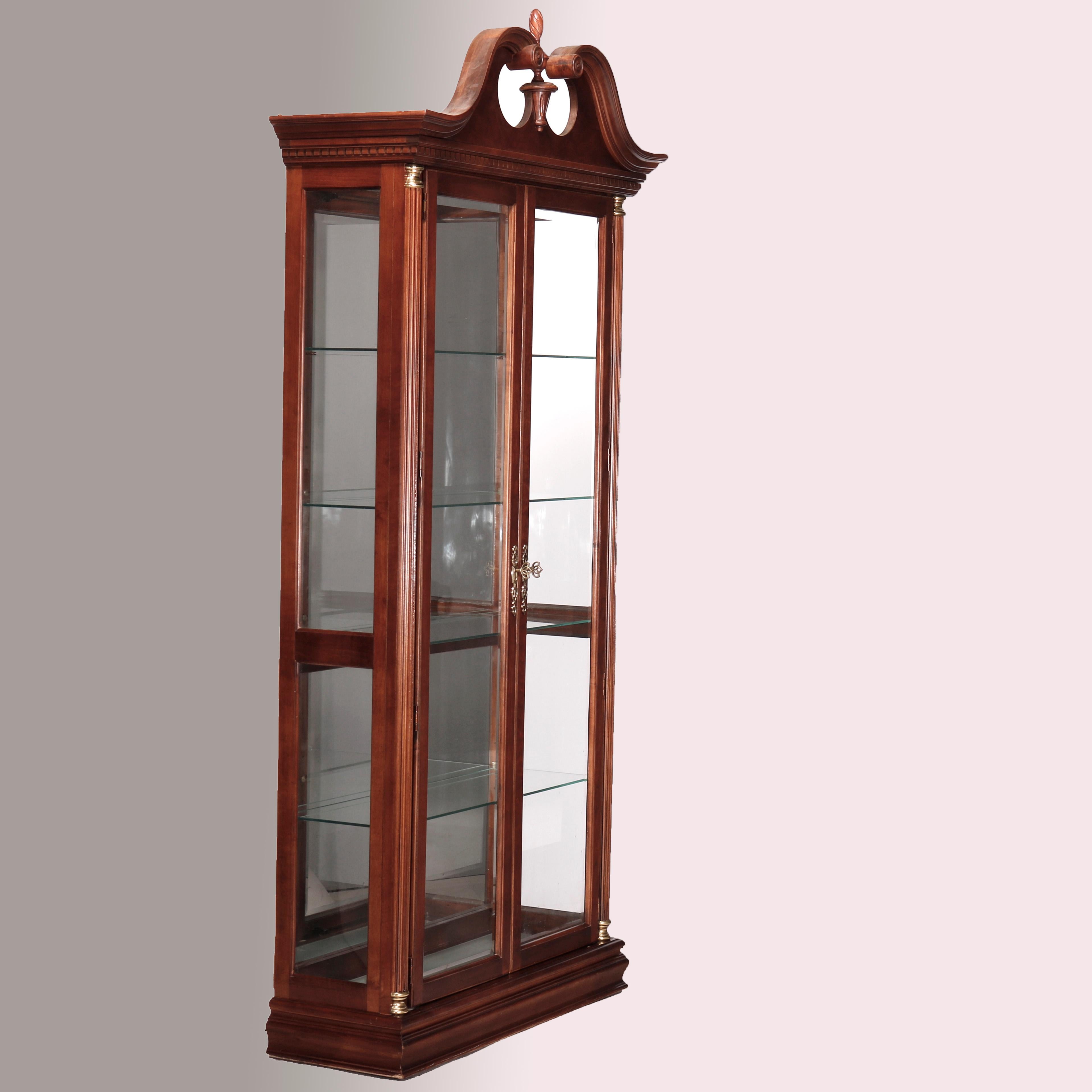 20th Century Federal Style Carved Mahogany Mirrored Display Cabinet by Pulaski, 20th C