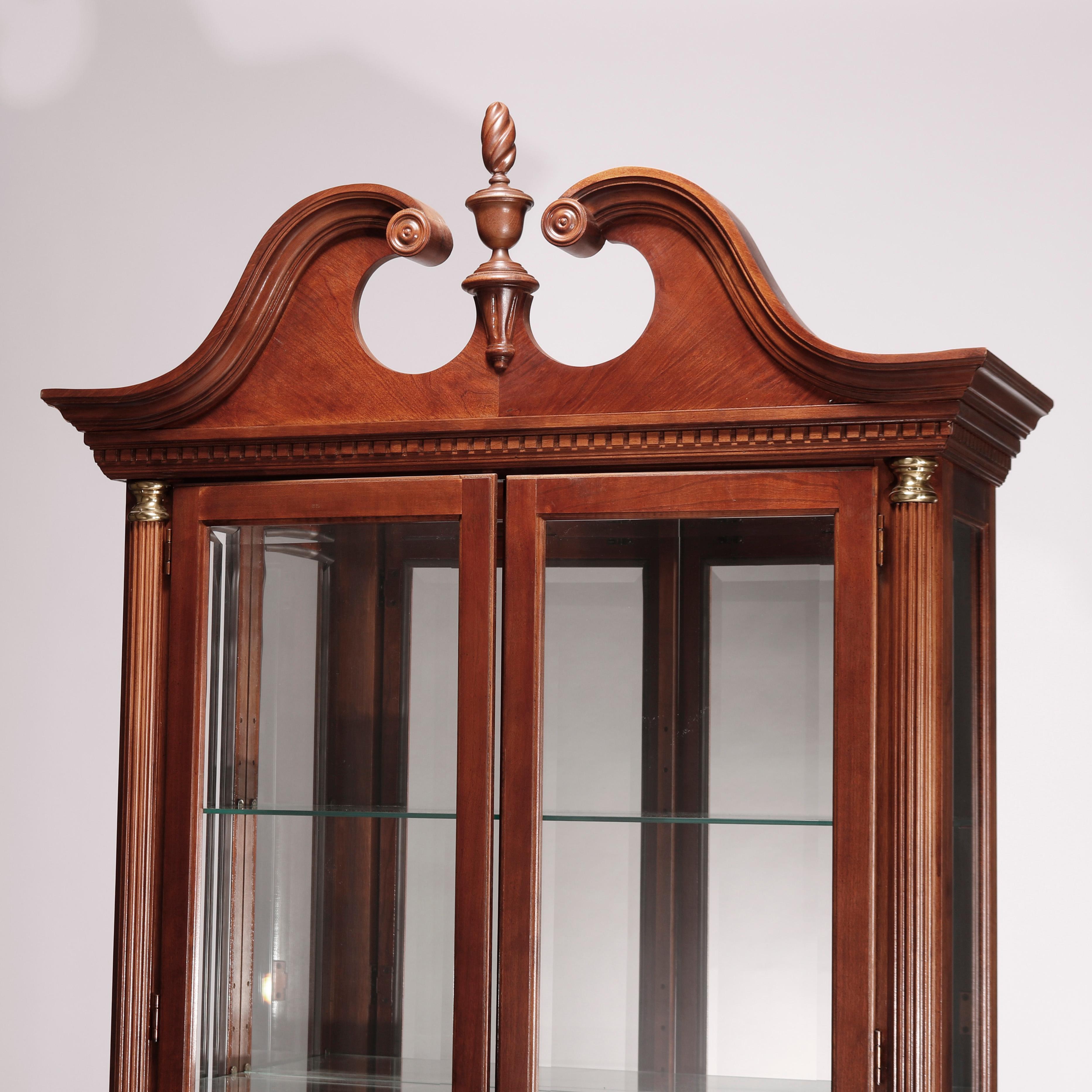 Federal Style Carved Mahogany Mirrored Display Cabinet by Pulaski, 20th C 2