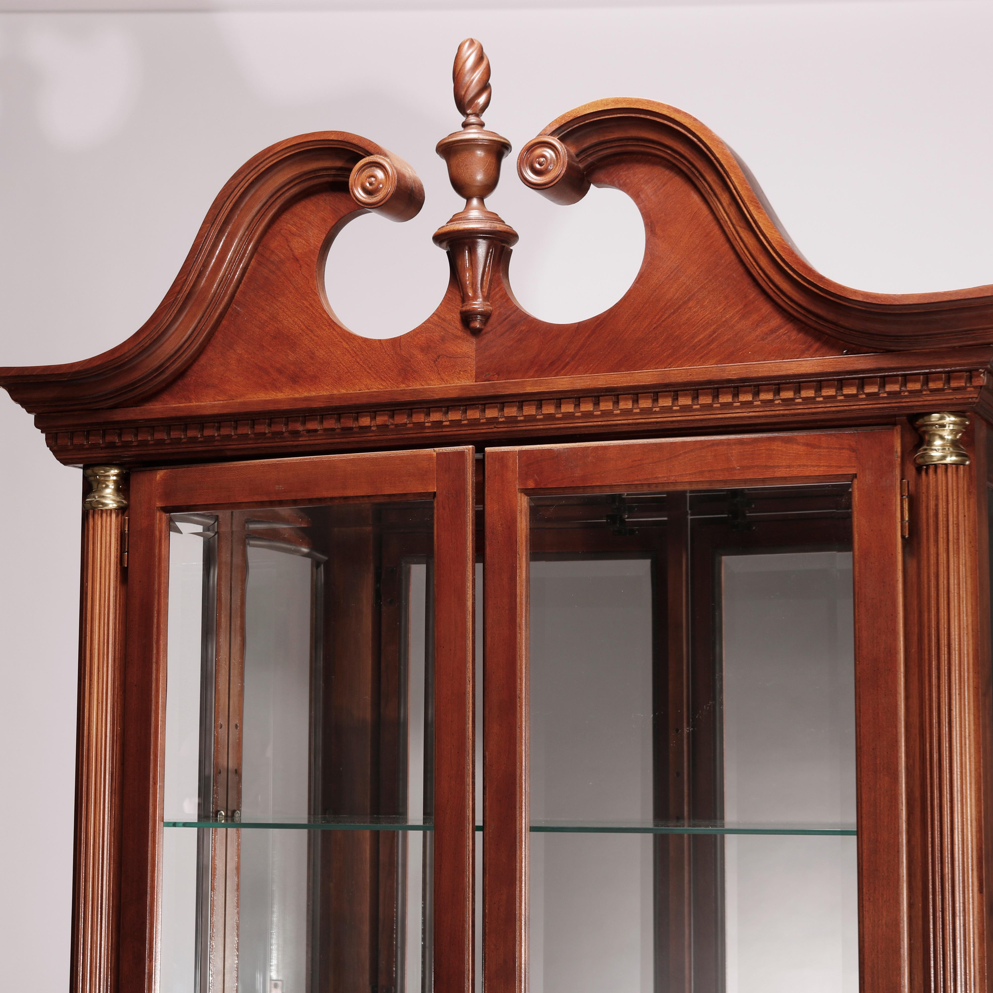 Federal Style Carved Mahogany Mirrored Display Cabinet by Pulaski, 20th C 3