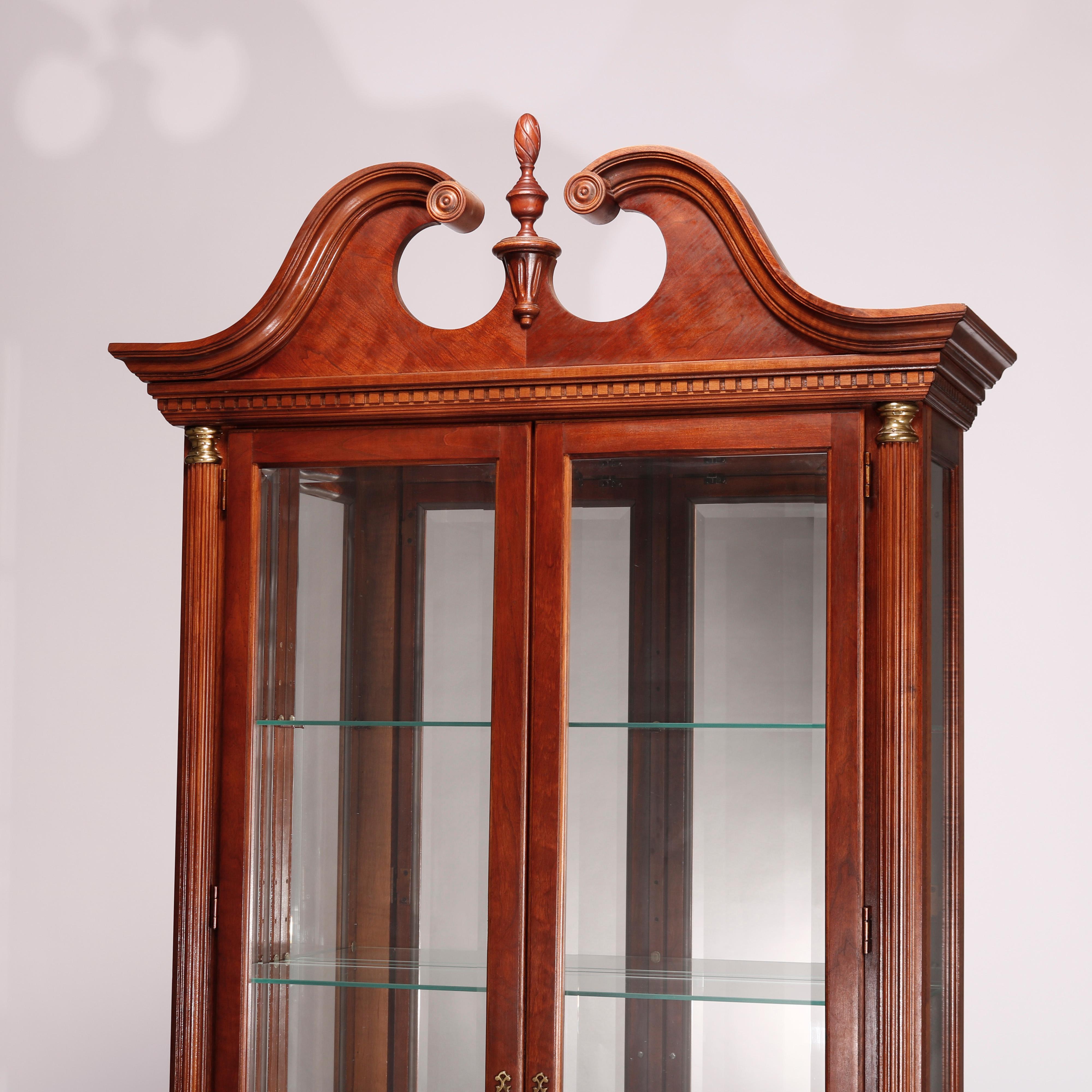 Federal Style Carved Mahogany Mirrored Display Cabinet by Pulaski, 20th C 3