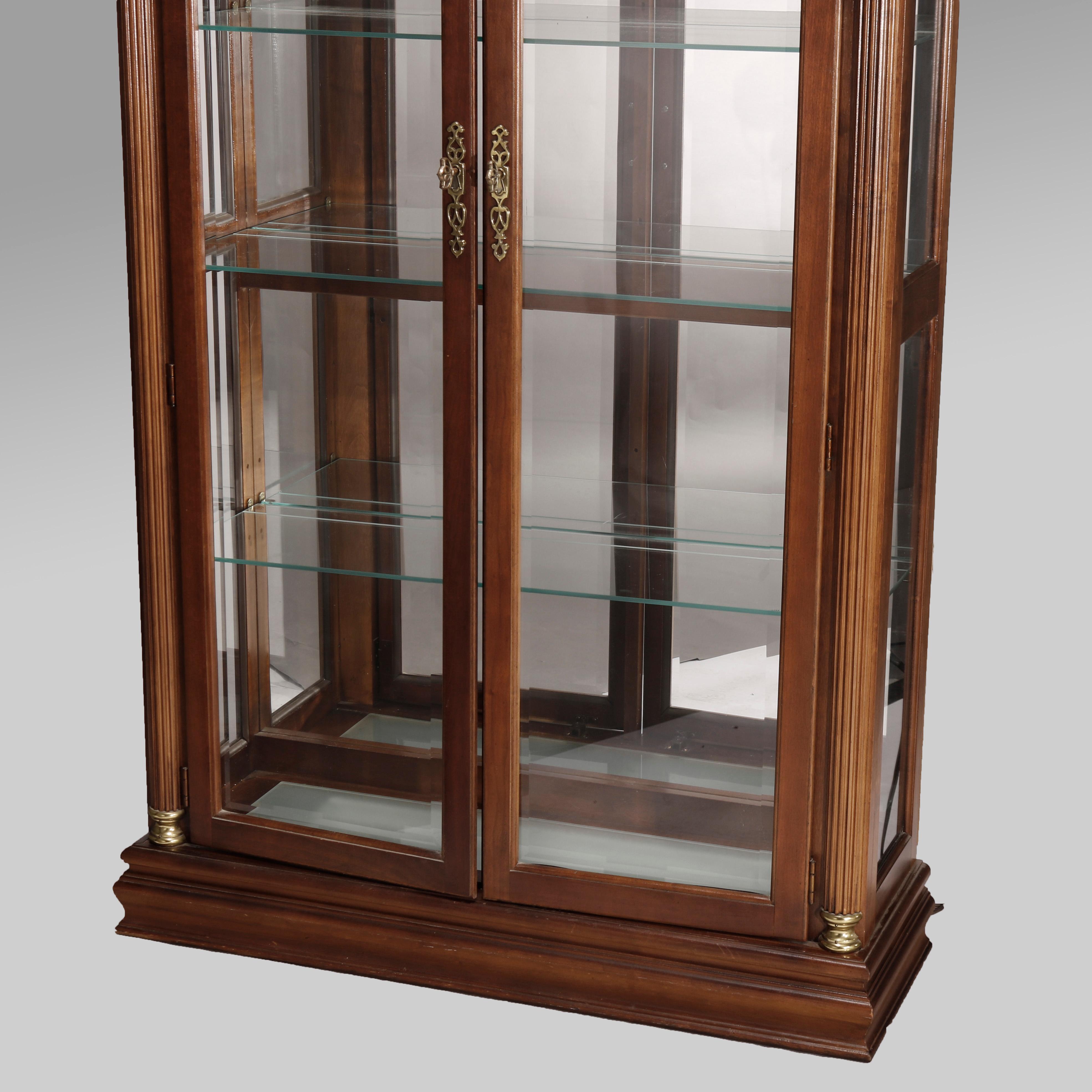 Federal Style Carved Mahogany Mirrored Display Cabinet by Pulaski, 20th C 4