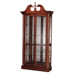 Vintage Federal Style Carved Mahogany Mirrored Display Cabinet by Pulaski, 20th C