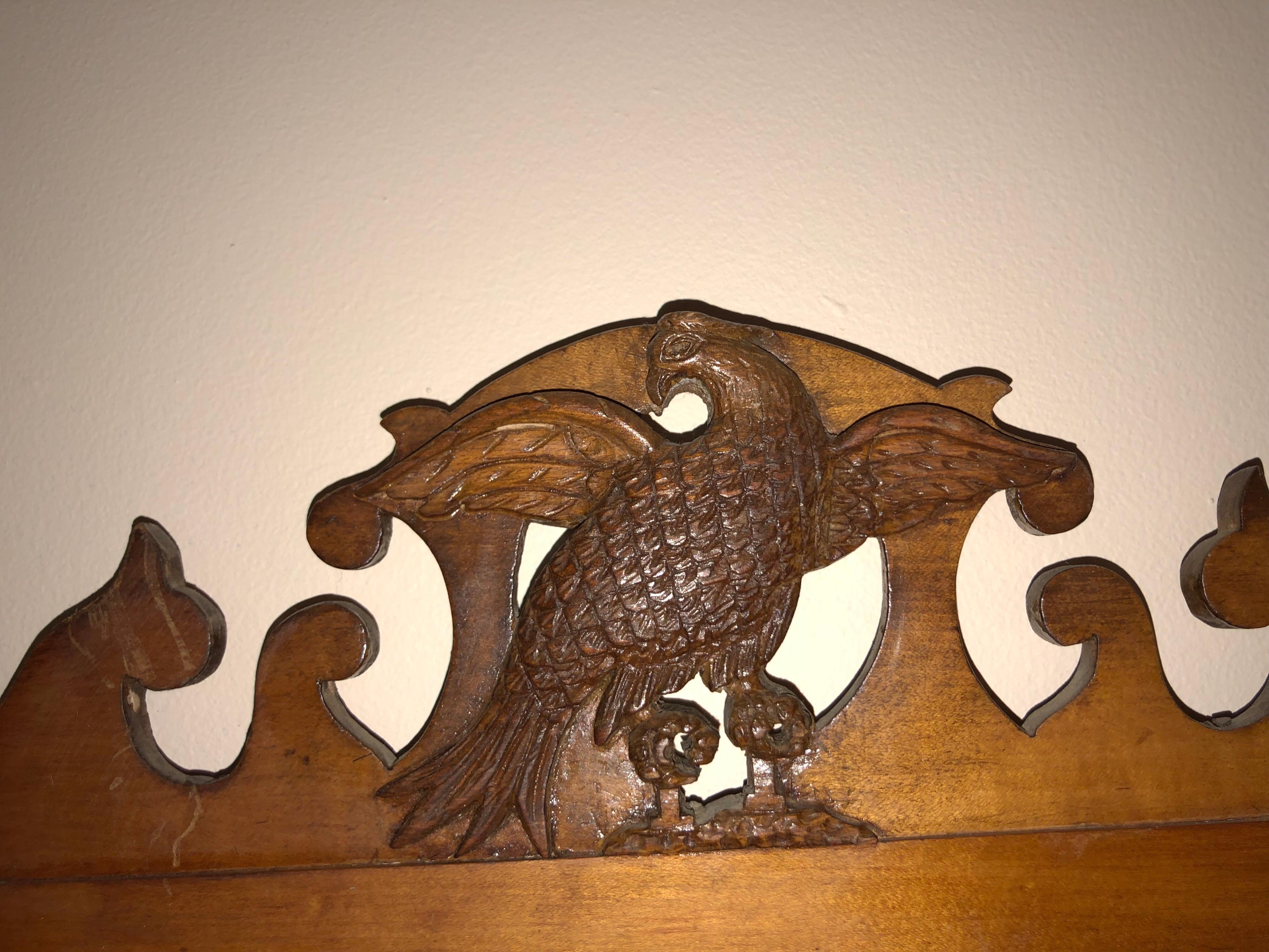 Federal Style Carved Wooden Mirror with Eagle In Good Condition In Redding, CT