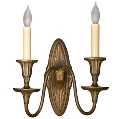 Federal Style Cast Brass Two Candle Sconce