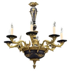 Federal Style, Chandelier, Bronze, Ebony, Europe, 1960s