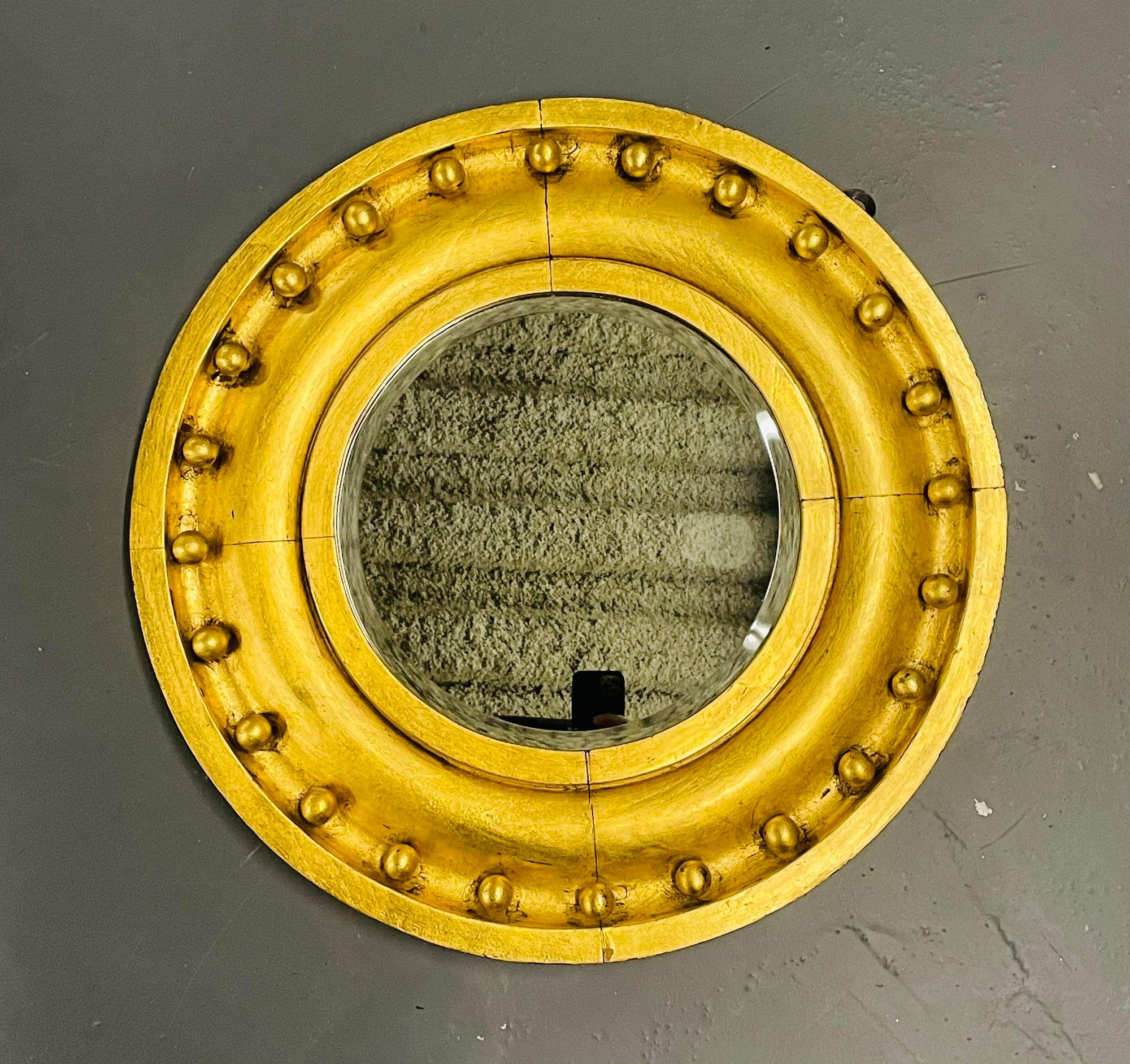 Fédéral Miroir circulaire de style fédéral, mur / pilier / vanité en bois doré en vente