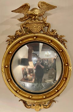 Federal Style Convex Eagle Carved Mirror, Wall, Console Mirror