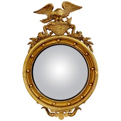 Federal Style Convex Eagle Carved Mirror, Wall, Console Mirror