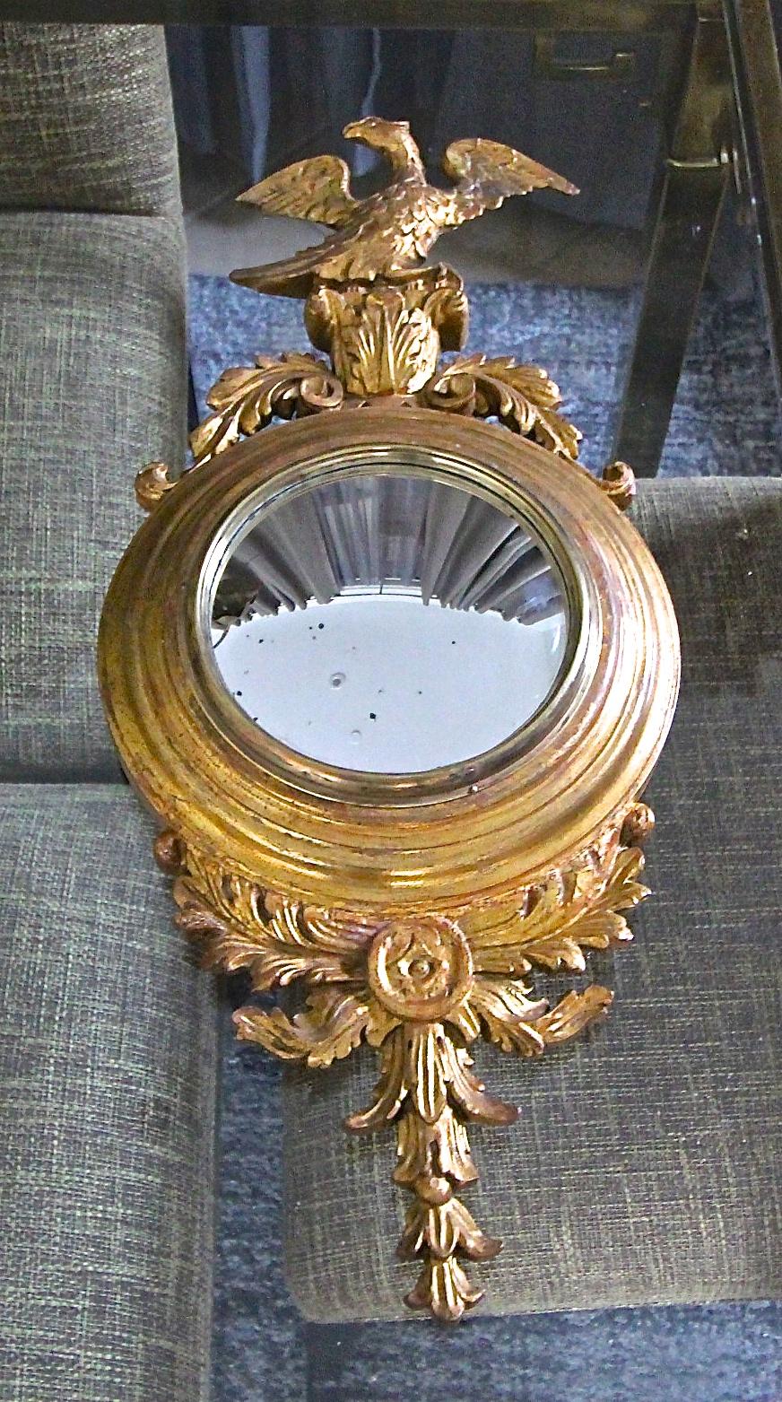 Federal Style Convex Eagle Giltwood Wall Mirror For Sale 10