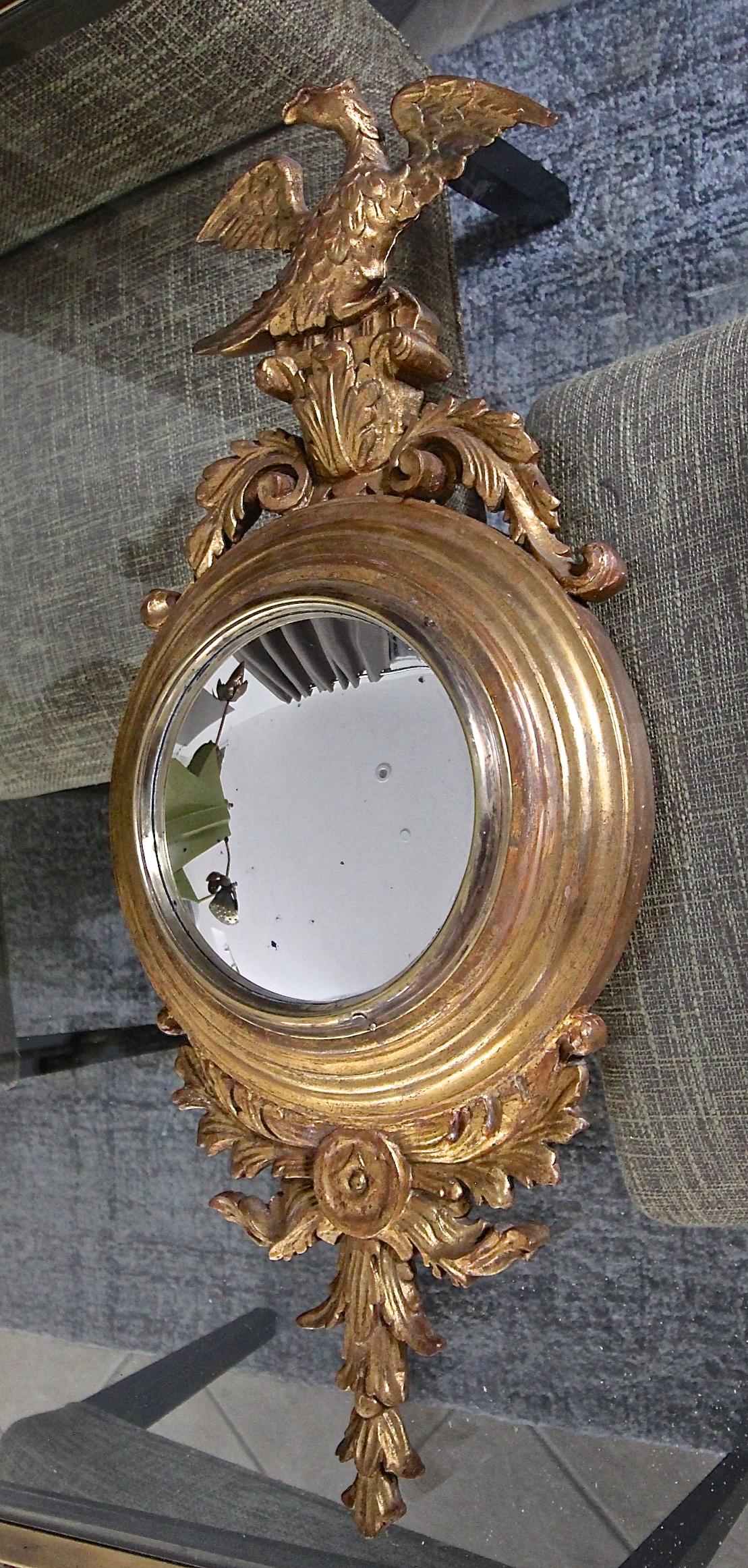 Federal Style Convex Eagle Giltwood Wall Mirror For Sale 13