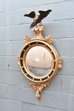  Federal Style Convex Mirror Carved Eagle By LA Barge