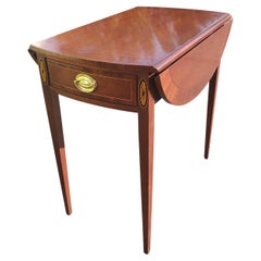 Federal Style Councill Craftmen Mahogany Inlaid Drop Leaf Pembroke Side Table