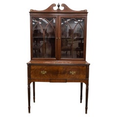Federal Style Crotch Mahogany Secretary Bookcase
