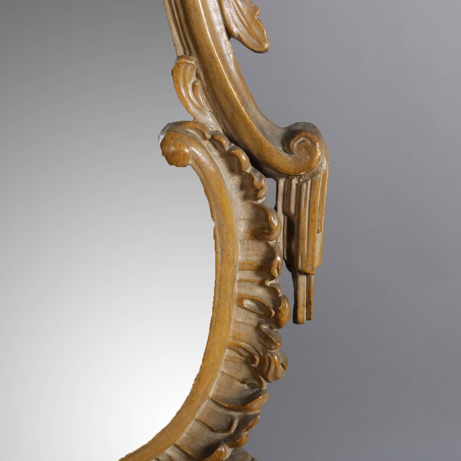 Federal Style Figural Carved Phoenix and Scroll Form Wall Mirror, 20th Century 2