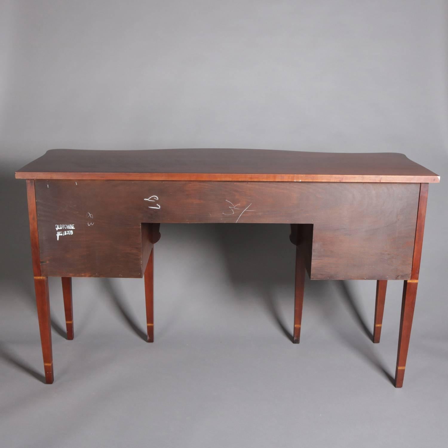 20th Century Federal Style Flame Mahogany Inlaid Three-Drawer Sideboard, Statton Furniture Co