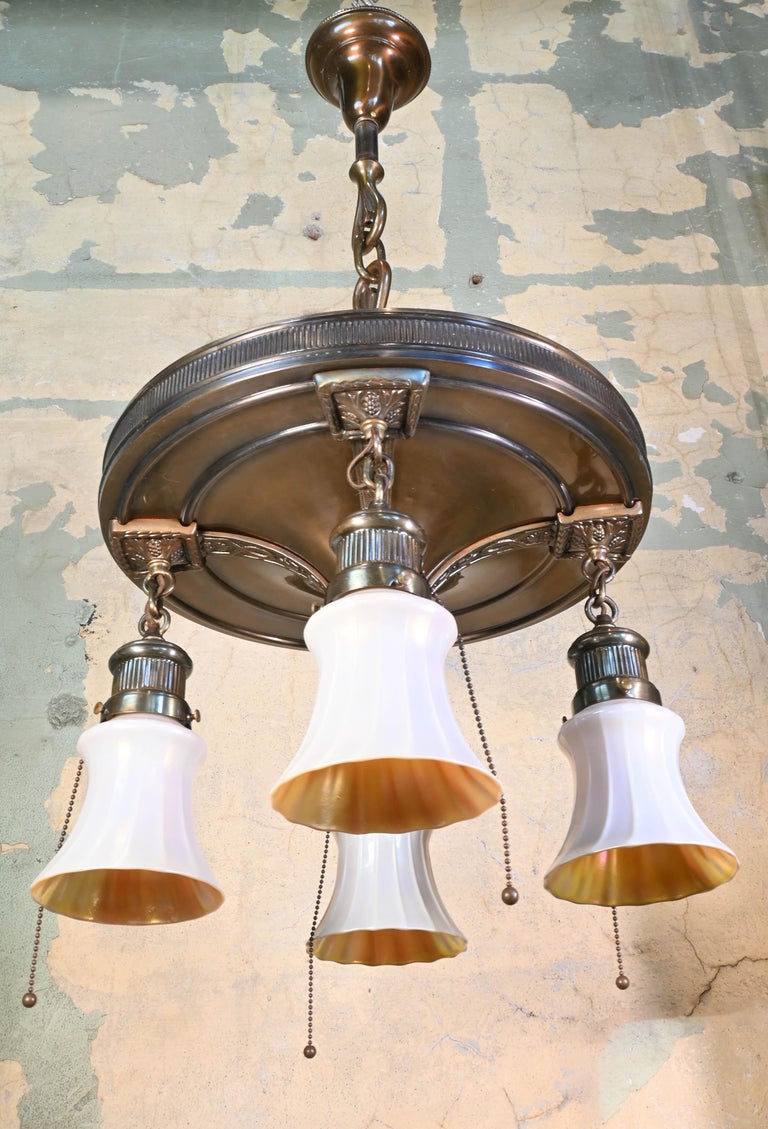 A classical chandelier and it formal beauty, but its design will not interfere with the even more stunning Signed Steuben bell shades (as seen in the photo below). Bring in a form of a different illumination to your current environment. This