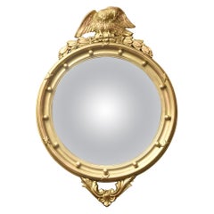 Federal Style Gilt Eagle and Ball Convex Mirror, Vintage, American, circa 1940s