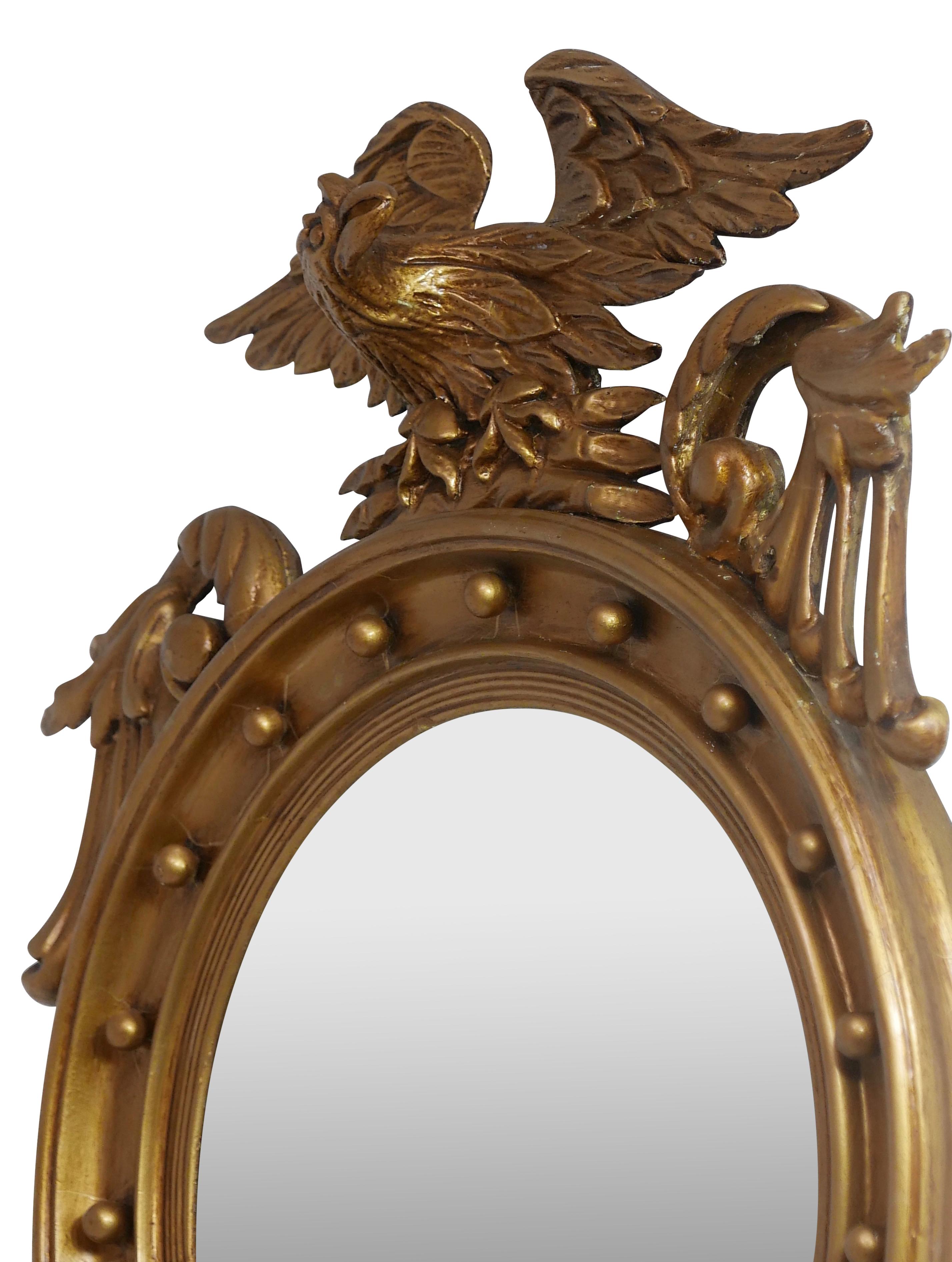 Carved Federal Style Gilt Eagle Convex Mirror, American, circa 1820