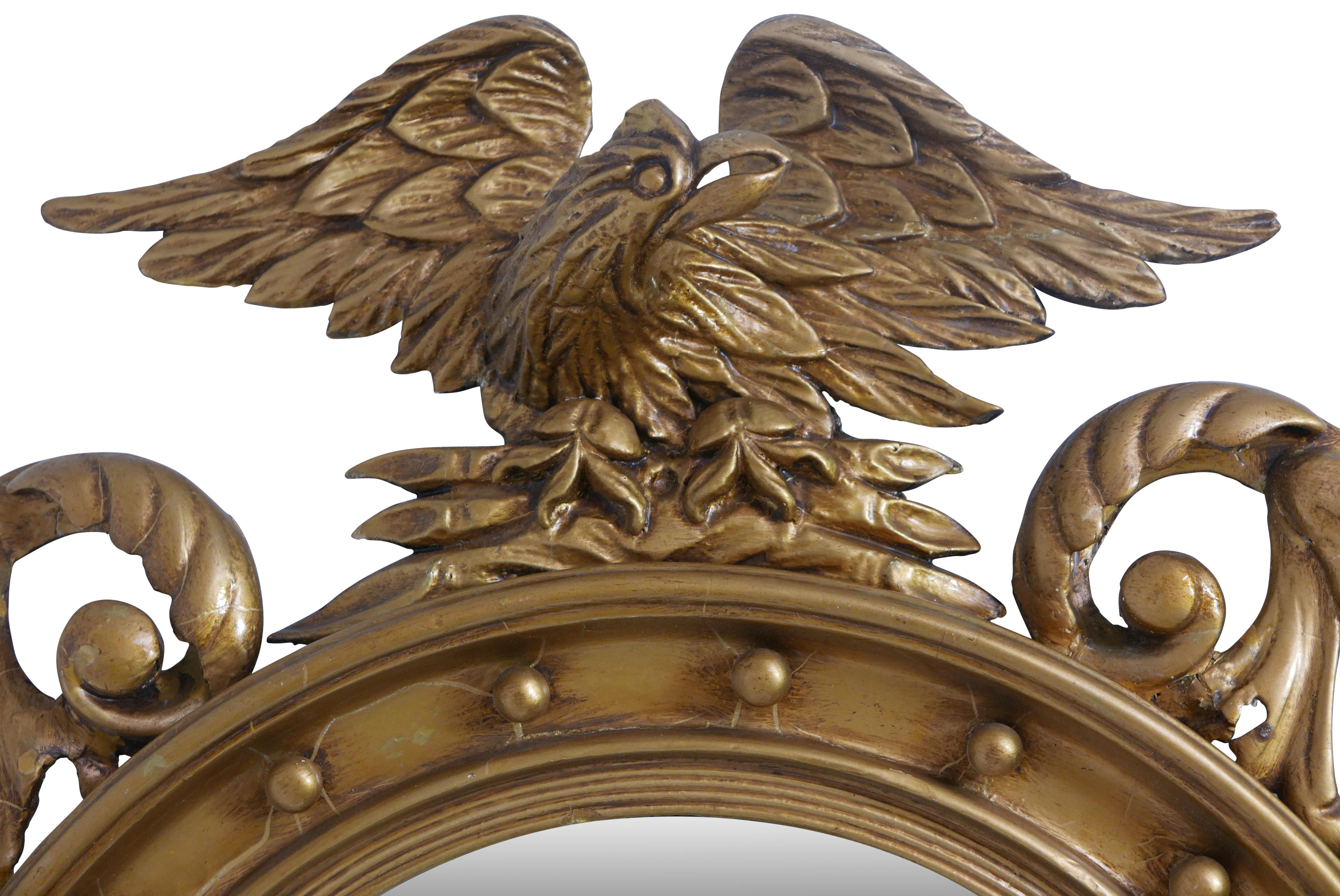 19th Century Federal Style Gilt Eagle Convex Mirror, American, circa 1820