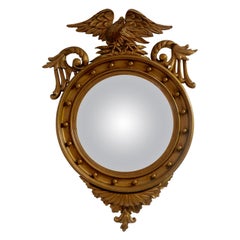 Antique Federal Style Gilt Eagle Convex Mirror, American, circa 1820